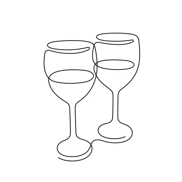 Şarap Çizgisi Simgesi Bardakları Basitçe Vektör Illüstrasyonu — Stok Vektör