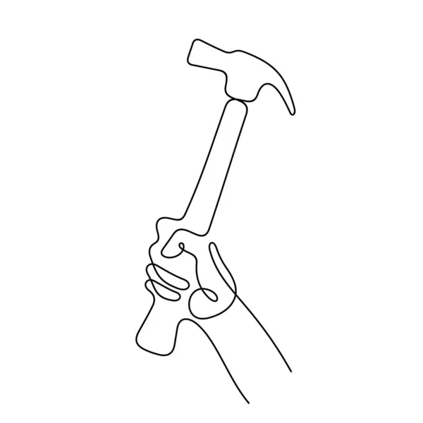 Hand Hammer Line Icon Simply Vector Illustration — Stock Vector
