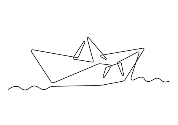 Icône Ligne Bateau Papier Illustration Vectorielle Simple — Image vectorielle