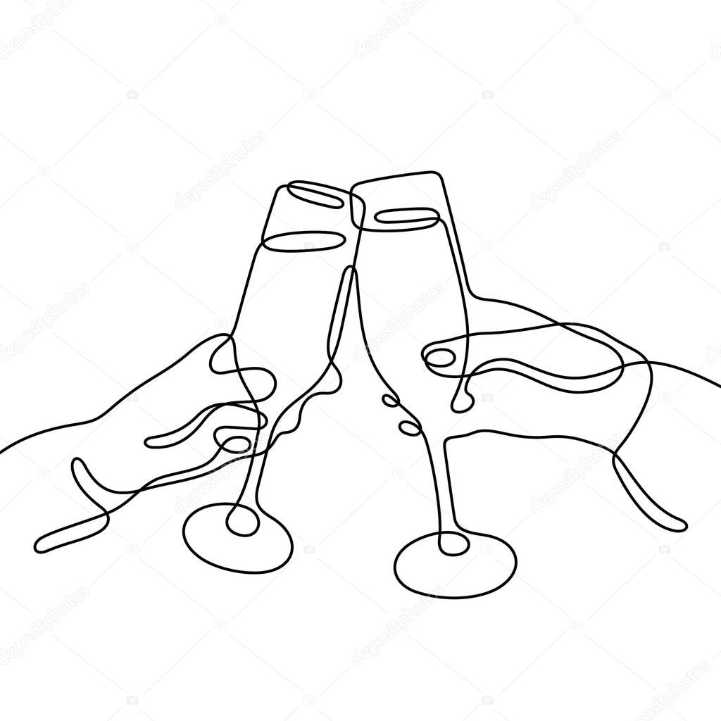 cheers glasses line icon, simply vector illustration  