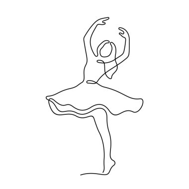 dans eden kız çizgisi simgesi, basitçe vektör çizimi  