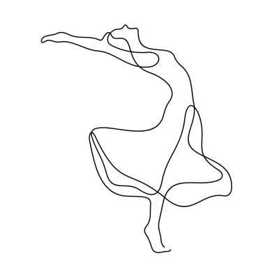 dansçı çizgisi simgesi, basitçe vektör illüstrasyonu  