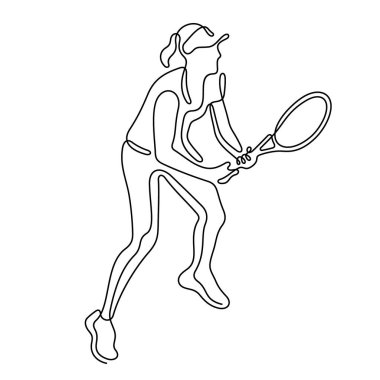 Tenisçi kız çizgisi simgesi, basitçe vektör illüstrasyonu  