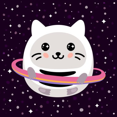 Kedi Gezegeni simgesi, basitçe vektör çizimi   