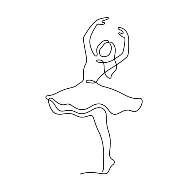 Dancing Girl Line Icon Simply Vector Illustration — Stock Vector