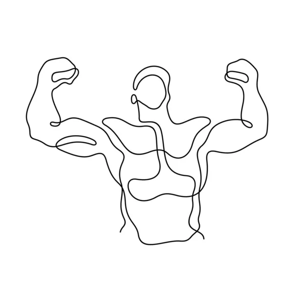 Muscle Man Line Icon Simply Vector Illustration — 스톡 벡터