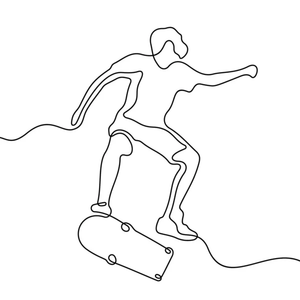 Skateboard Boy Line Icône Illustration Vectorielle Simple — Image vectorielle