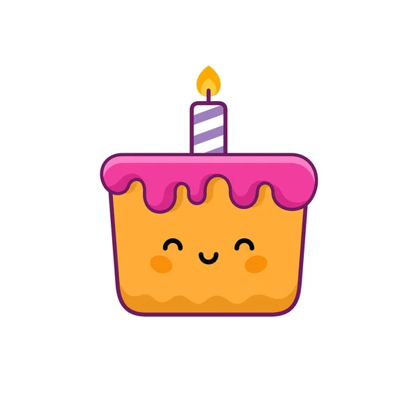 Cute birthday cake cartoon Royalty Free Vector Image