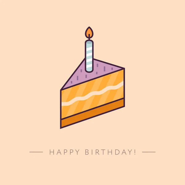 Feliz Cumpleaños Rebanada Del Icono Torta Simplemente Vector Ilustración — Vector de stock