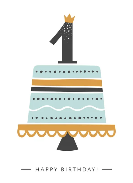 First Birthday Cake Icon Simply Vector Illustration — 스톡 벡터