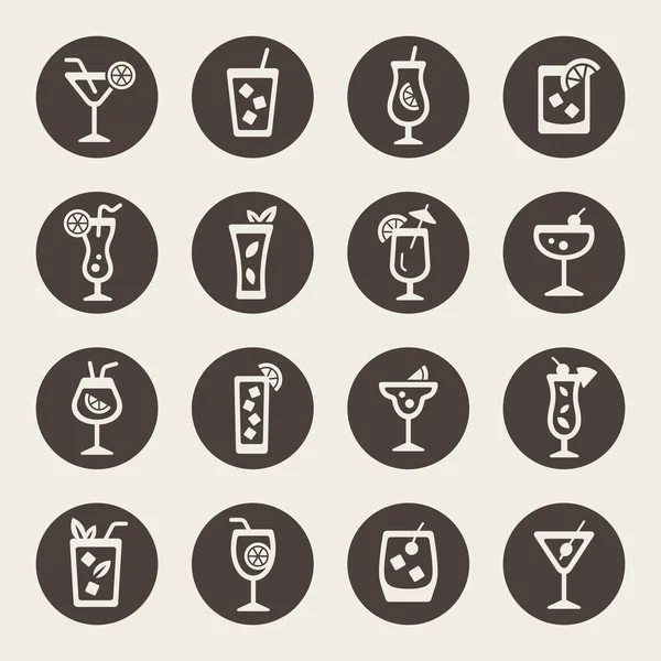 Uppsättning Cocktails Ikoner Helt Enkelt Vektor Illustration — Stock vektor
