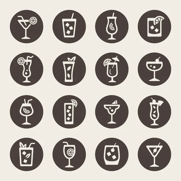 Set Van Cocktails Pictogrammen Gewoon Vector Illustratie — Stockvector