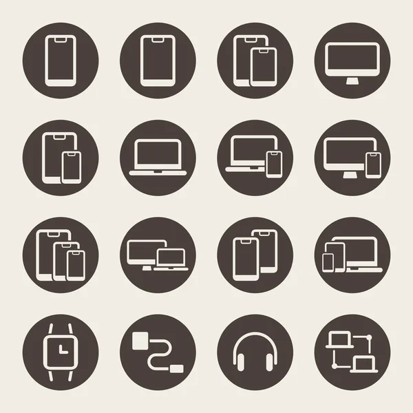 Conjunto Iconos Del Dispositivo Simplemente Vector Ilustración — Archivo Imágenes Vectoriales