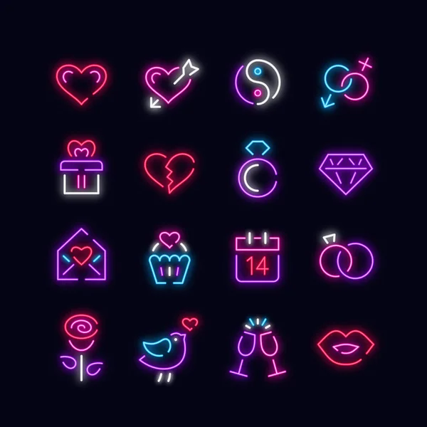 Set Love Icons Simply Vector Illustration — 스톡 벡터