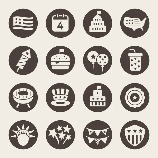 Conjunto Cuatro Julio Iconos Simplemente Ilustración Vectorial — Archivo Imágenes Vectoriales