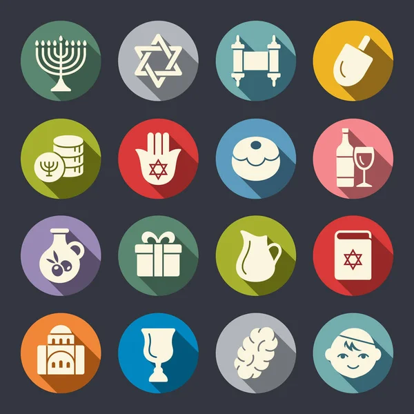 Set Hanukkah Icons Simply Vector Illustration — ストックベクタ