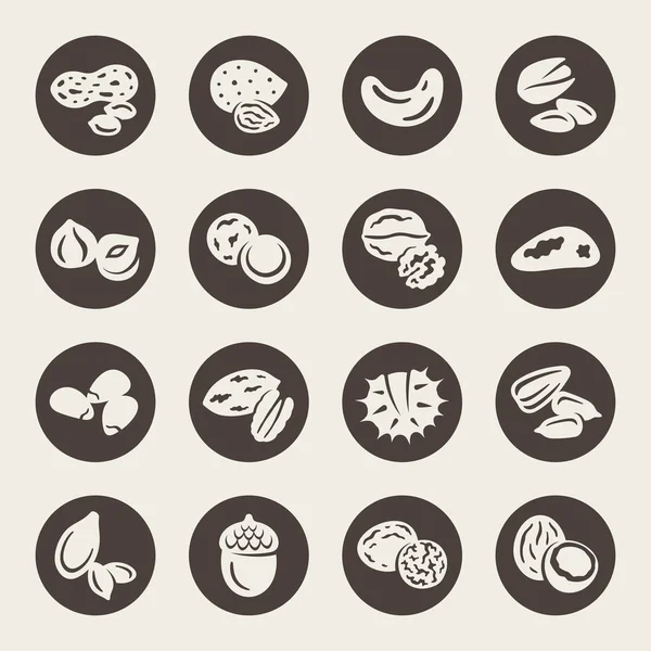 Set Nuts Icons Simply Vector Illustration — Stock Vector