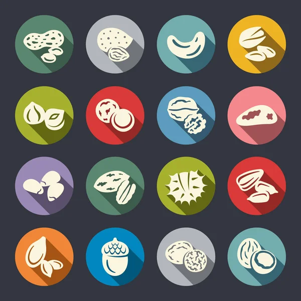 Set Nuts Icons Simply Vector Illustration — ストックベクタ