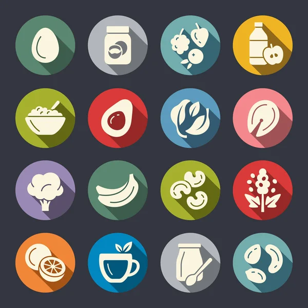 Conjunto Iconos Alimentos Delgados Simplemente Vector Ilustración — Vector de stock