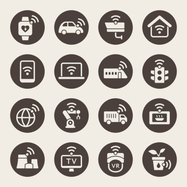 İnternet şeylerinin simgeleri, basitçe vektör illüstrasyonu    