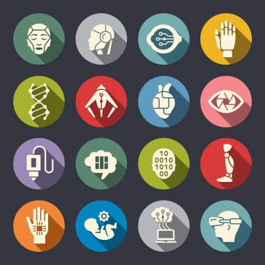 Transhuman simgeleri kümesi, basitçe vektör illüstrasyonu   
