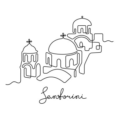 Santorini çizgi simgesi, basitçe vektör illüstrasyonu  