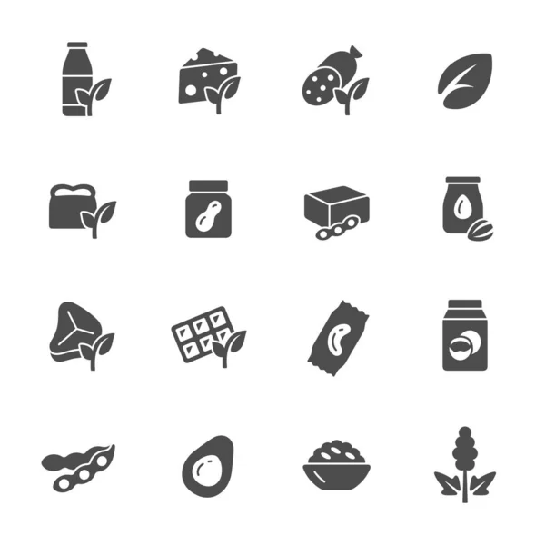 Set Vegan Foods Icons Simply Vector Illustration — Stock Vector