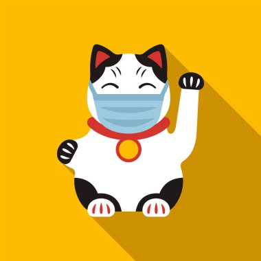 Maske vektör illüstrasyonunda Çinli kedi 