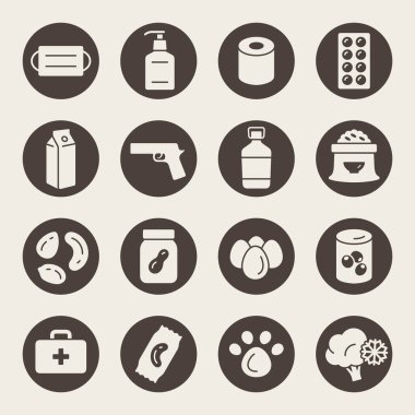 vektör tıbbi koronavirüs kiti simgeleri