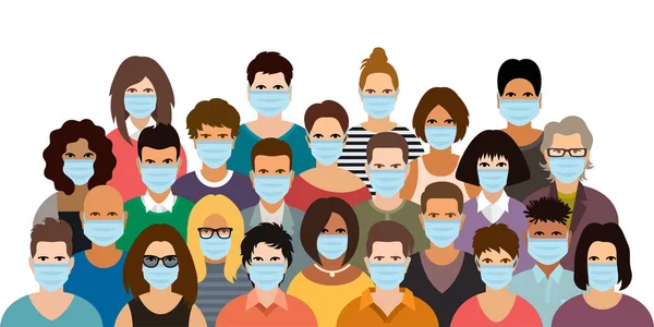 maskeli insanlar vektör resimleme 