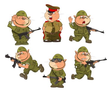 cartoon cat soldiers clipart