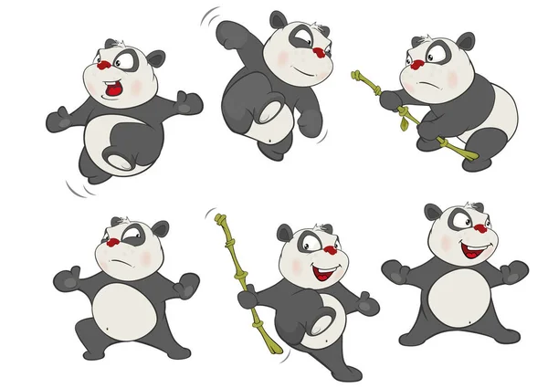 Набір символів панди, намальованих вручну — стоковий вектор