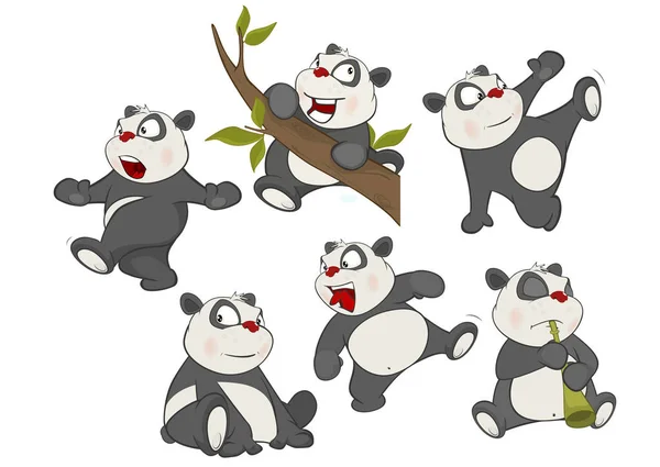 Jeu de caractères panda dessiné à la main — Image vectorielle