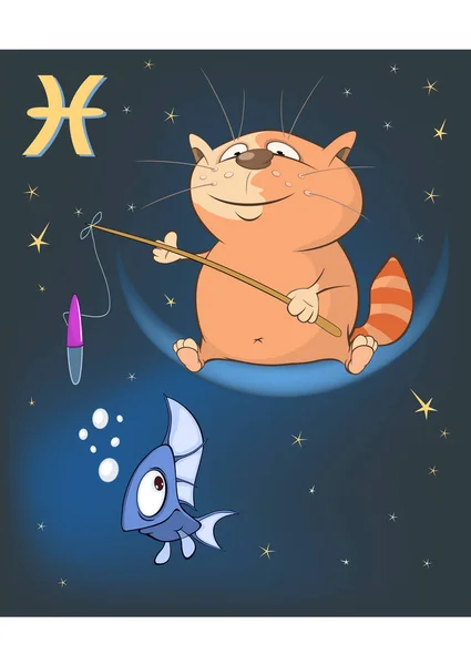 猫と魚座星座 — ストックベクタ