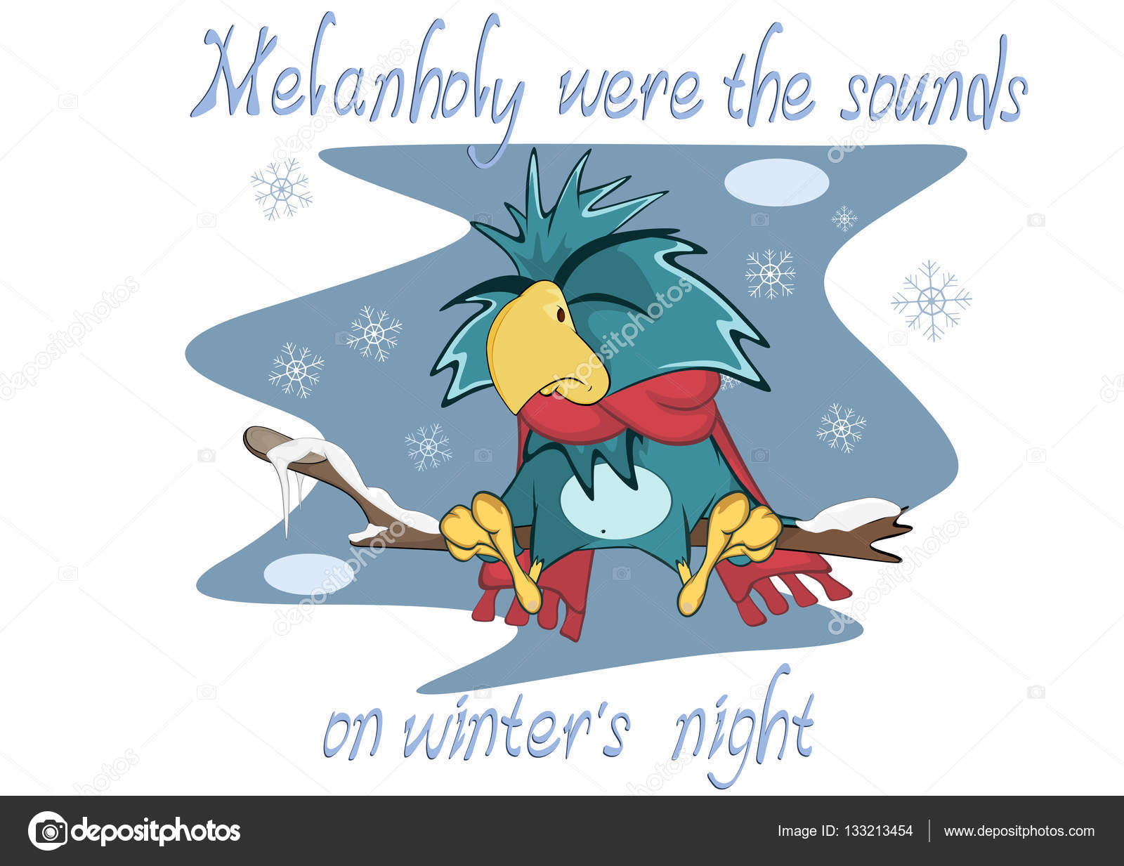 Maux Doiseau Bleu Dessin Animé Sur La Branche Image