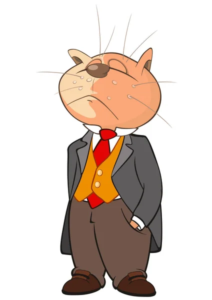 Gato de dibujos animados en traje de hombre de negocios — Vector de stock