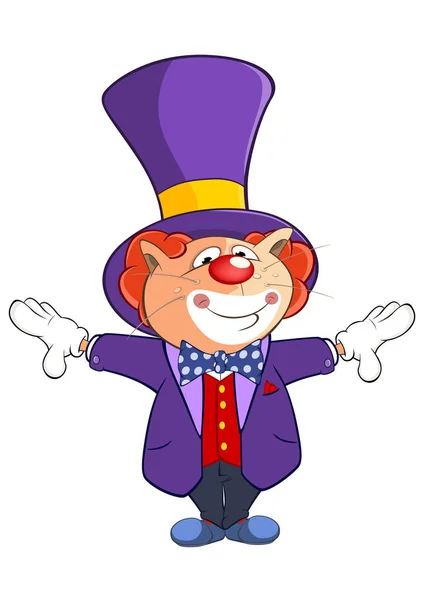 Cartoon cat in magician costume — Stock Vector