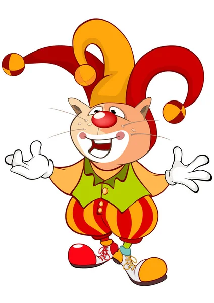 Lindo payaso gato . — Vector de stock