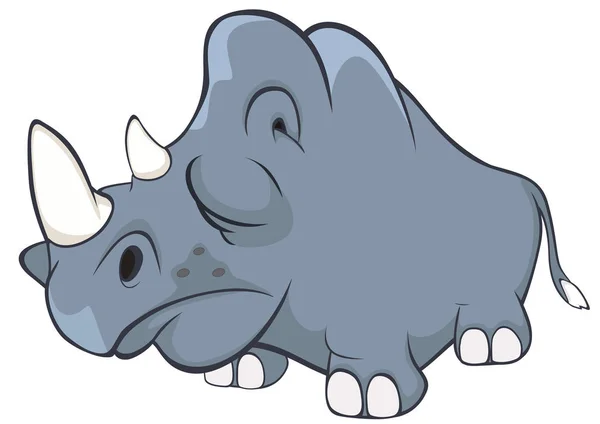Lindo rinoceronte negro. Caricatura — Vector de stock