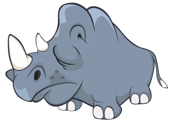 Schattig zwarte neushoorn. Cartoon — Stockvector