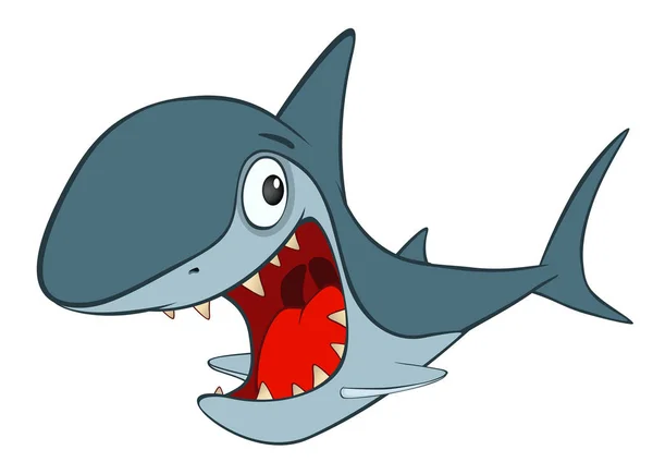 Schattig Shark. Stripfiguur — Stockvector