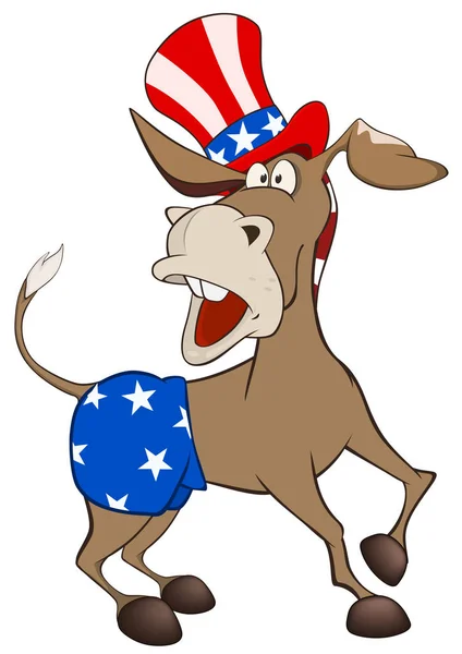 Dessin animé âne américain — Image vectorielle