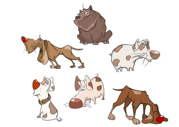 Set of Cartoon Cute Dogs — Stock Vector