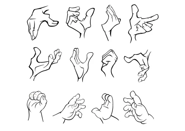 Hände mit verschiedenen Gesten — Stockvektor