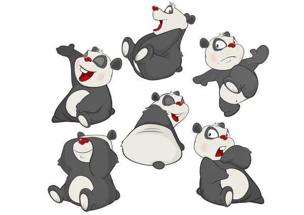 Conjunto de lindo panda de dibujos animados — Vector de stock