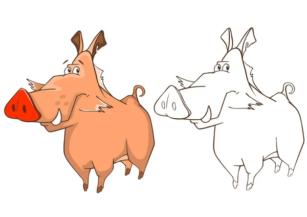 Funny pig cartoon character — Stock Vector