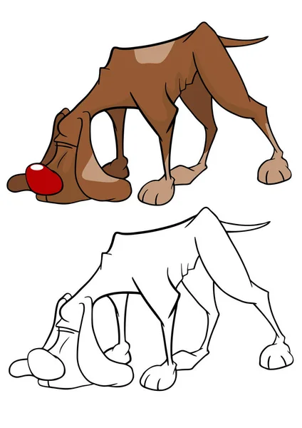 Dibujos animados lindo perro de caza . — Vector de stock