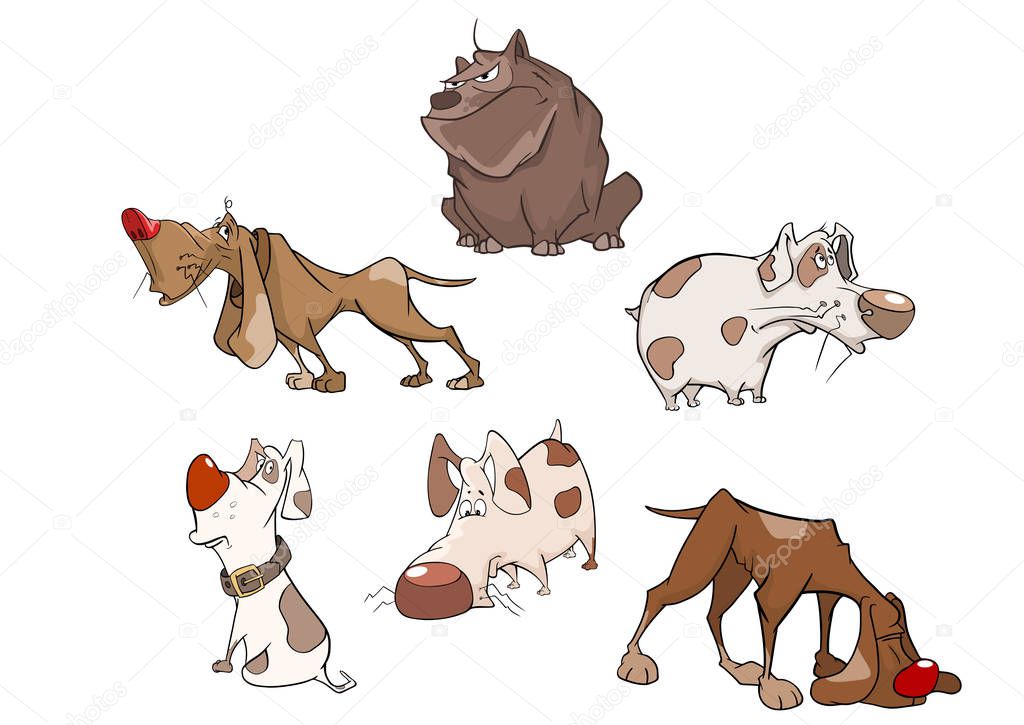 Set of Cartoon Cute Dogs