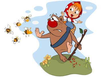  Bir kız taşıyan ayı. 