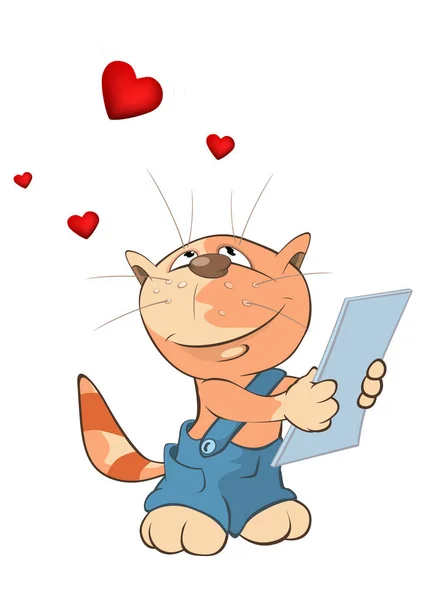 Carino cartone animato gatto rosso — Vettoriale Stock
